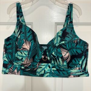 Lane Bryant Tropical Print Bikini Top - Green and Black